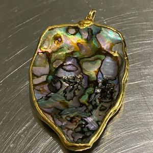 Large Gold  Reverse Abalone Pendant